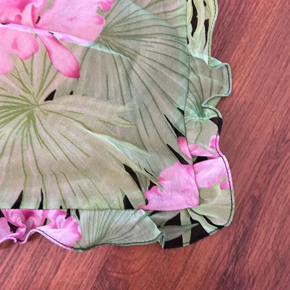 Kay Unger floral tropical 100% silk wrap scarf